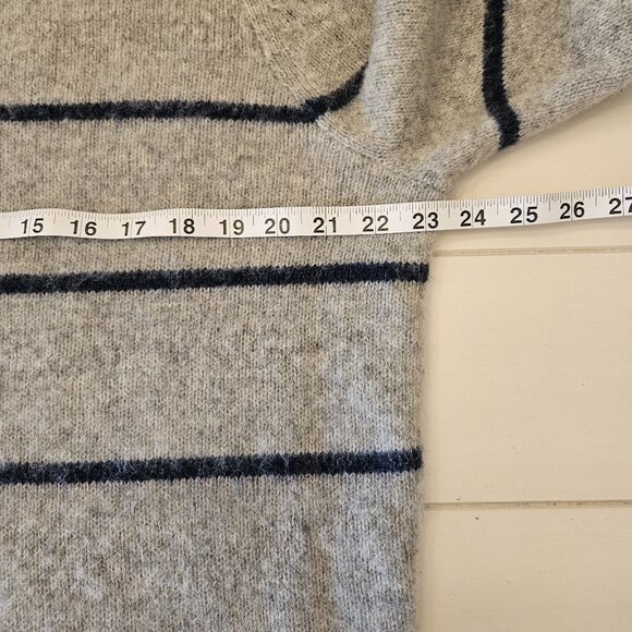 J. Crew Wool Grey and Navy Striped Sweater - Size L - Picture 7 of 8